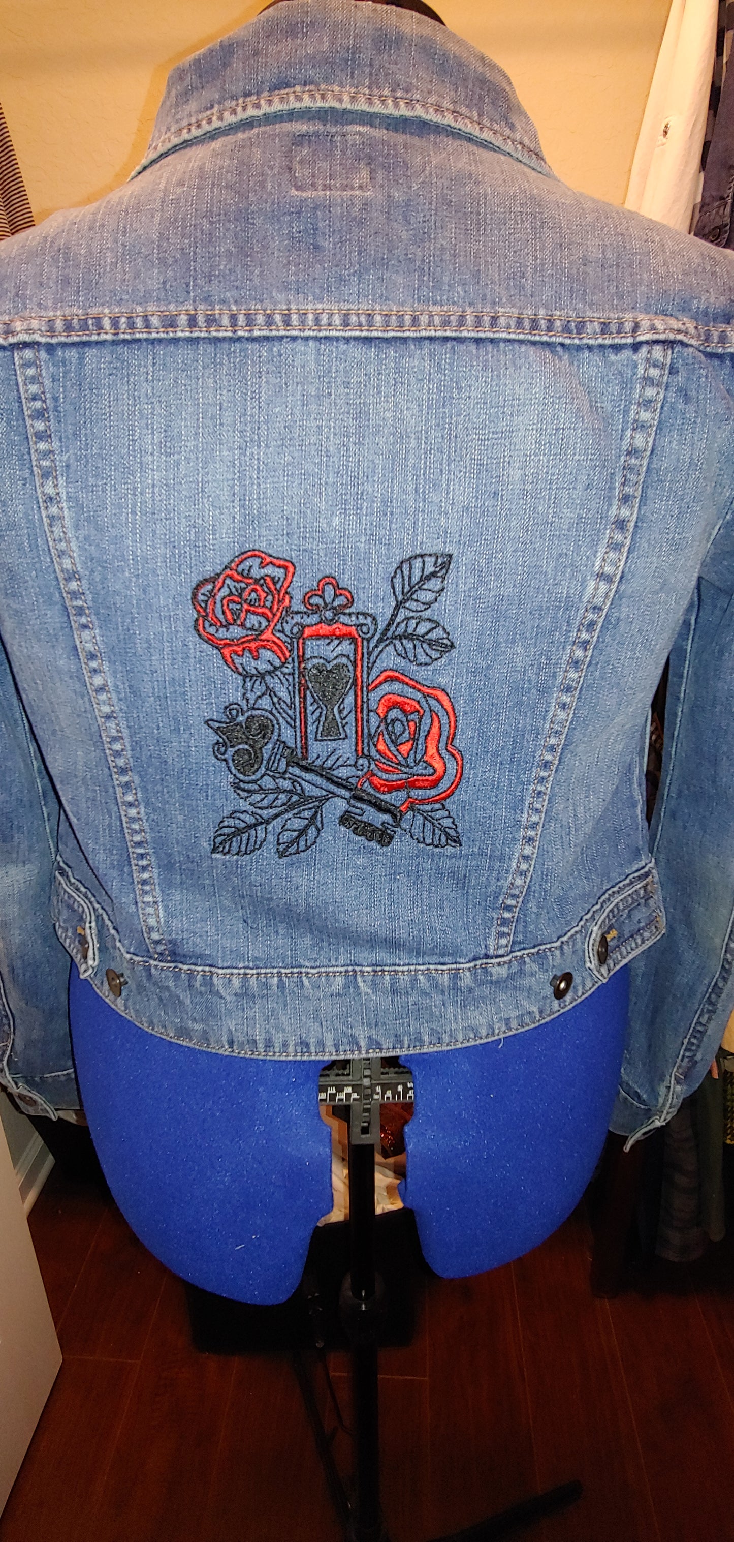 Denim Woman's Jacket Secret Key&Roses