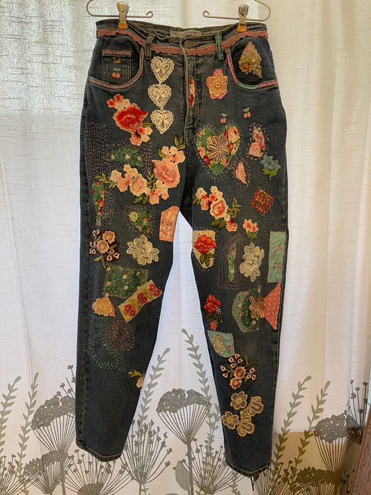 Patchwork Boho Vanderbilt Lady in Pink Jeans