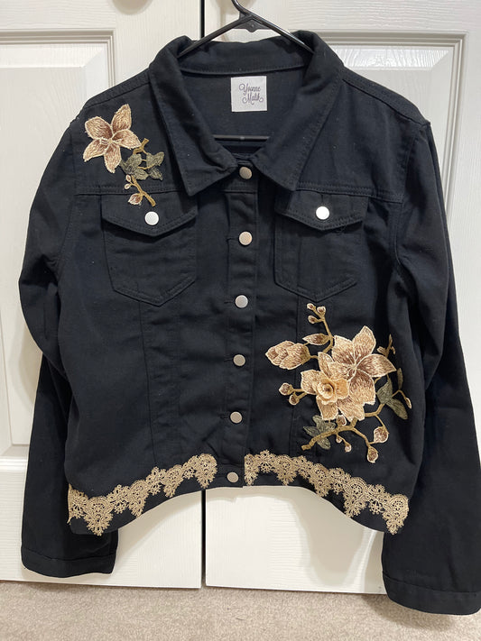 Woman's Black 3 Dimensional Embellishing