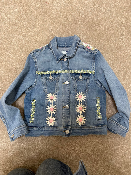 Girls Daisy Denim Upcycled Jacket